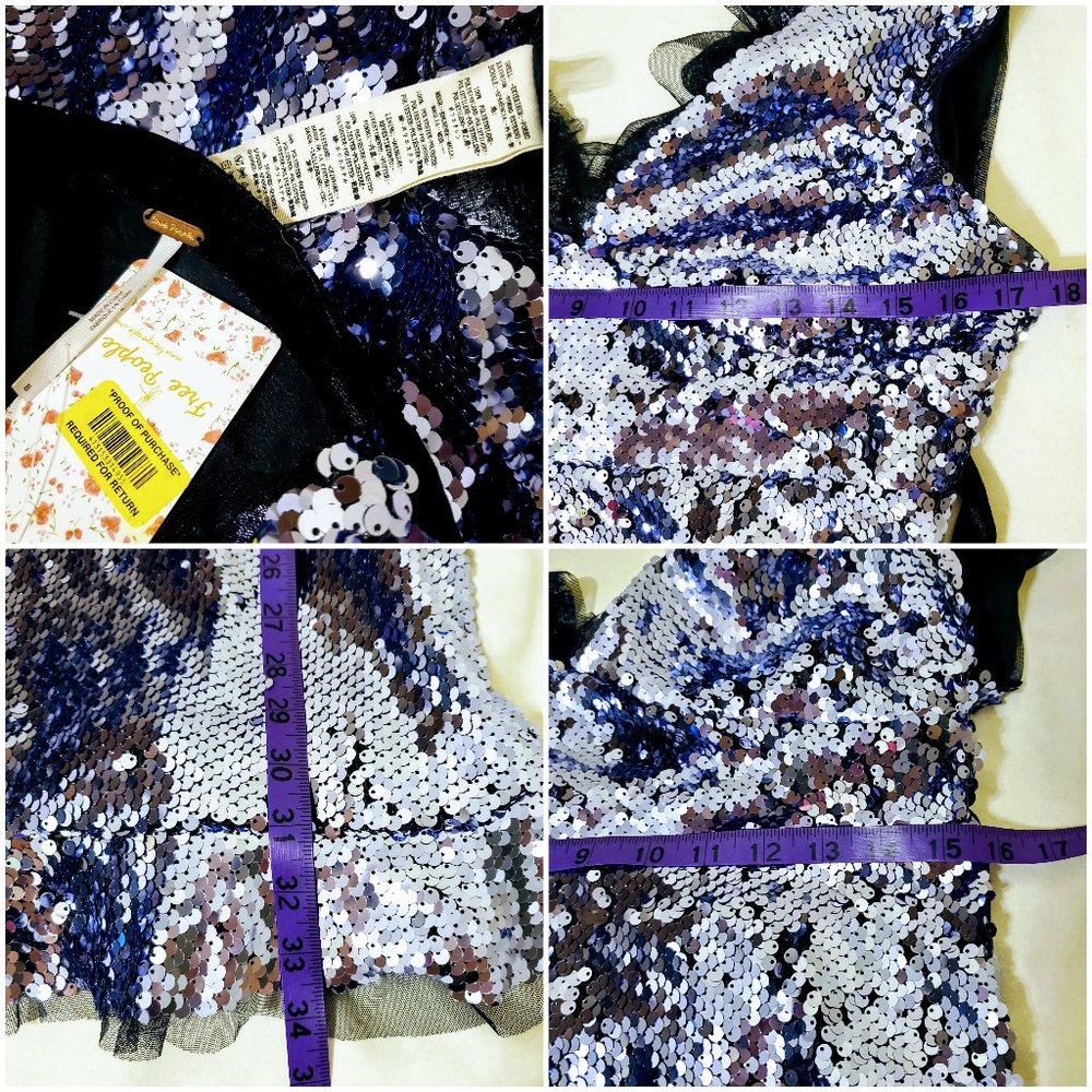 Free People Purple Black Sequin Siren Mini Dress - Picture 8 of 8